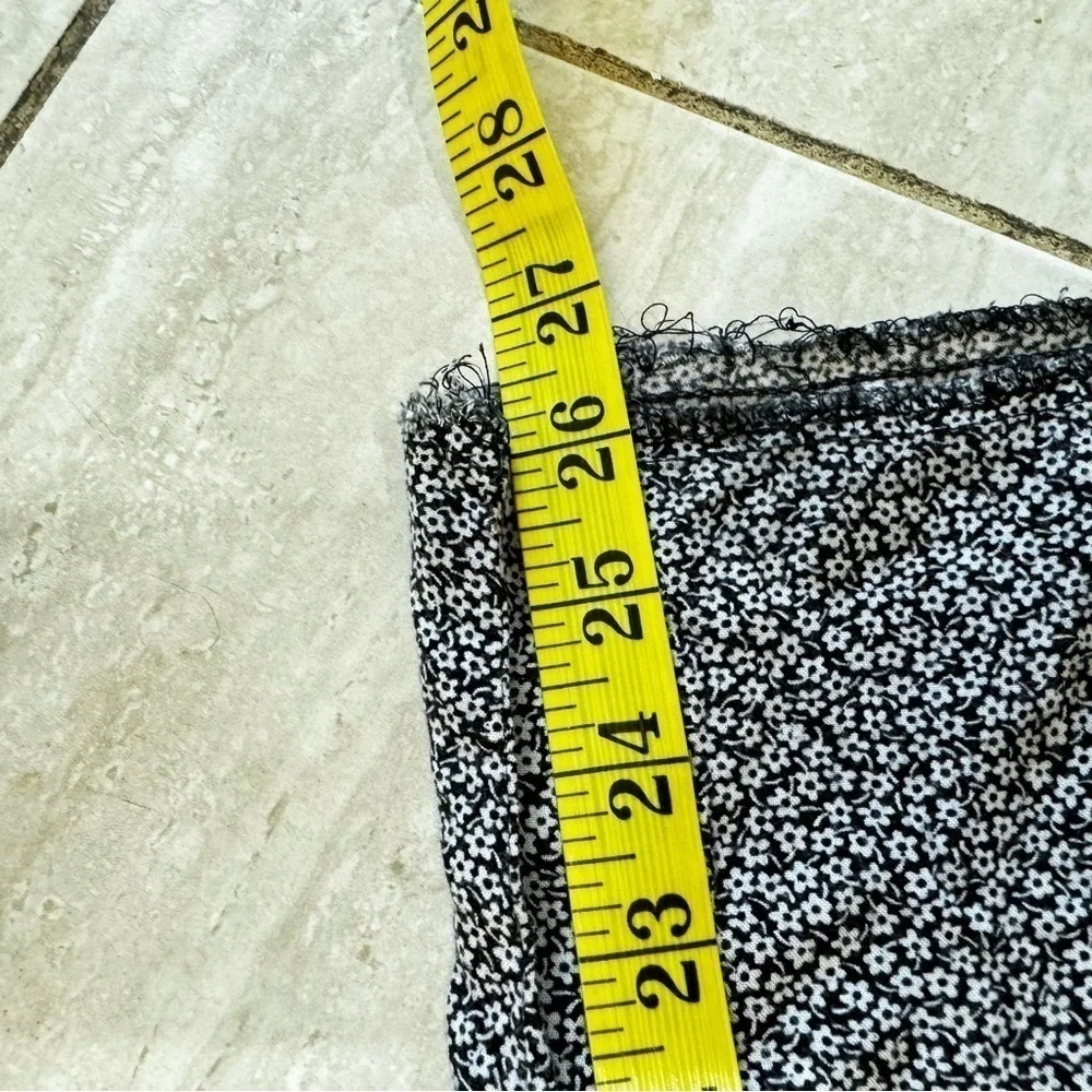 Vintage InModa Frayed Ankle Pull On Drawstring Ditsy Floral Wide Leg Pants